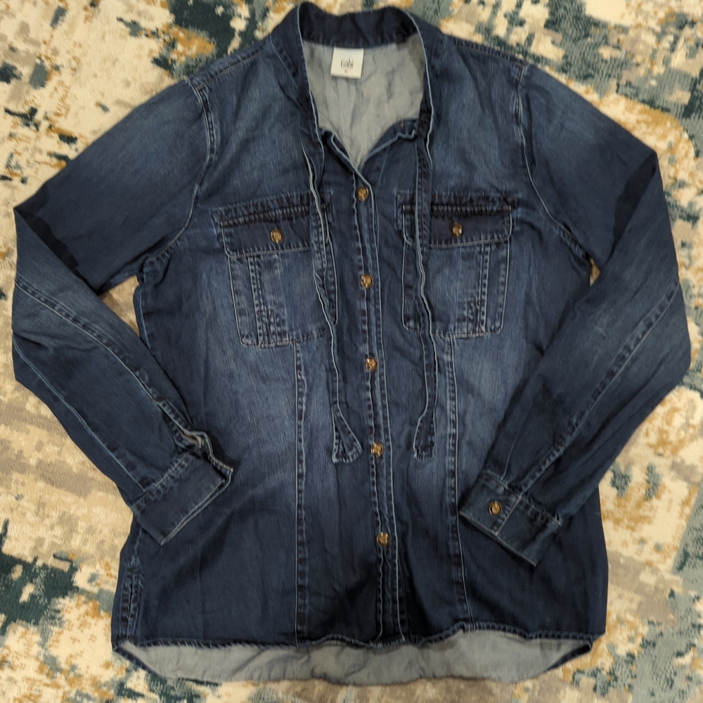 Cabi Blue Denim Button-Up Shirt - Women's Medium Casual Western Lightweight Jean